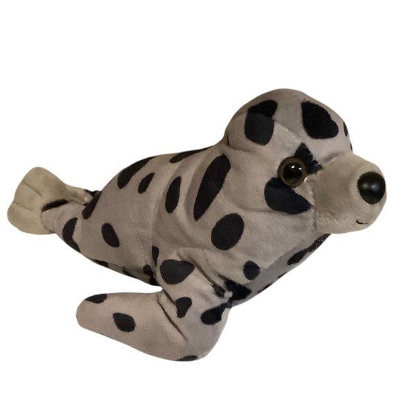 Lollyplush Gray & Black Spotted Seal Plush Toy 9" Recycled Materials Petting Zoo - Picture 6 of 7
